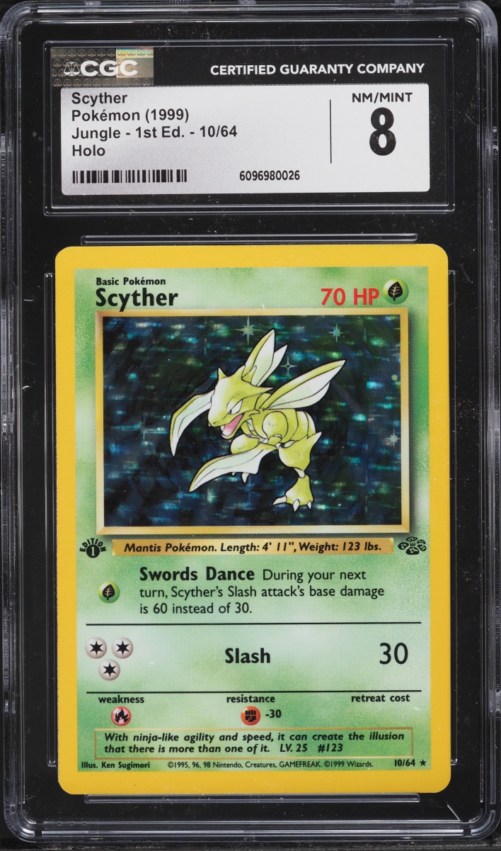 1999 Pokemon Jungle 1st Edition Holo Scyther #10 CGC 8 NM-MT