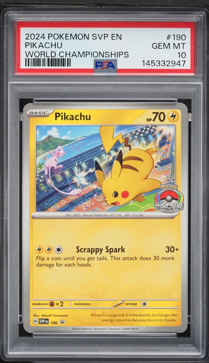 2024 Pokemon Scarlet & Violet Promo World Championships Pikachu #190 PSA 10 GEM MINT