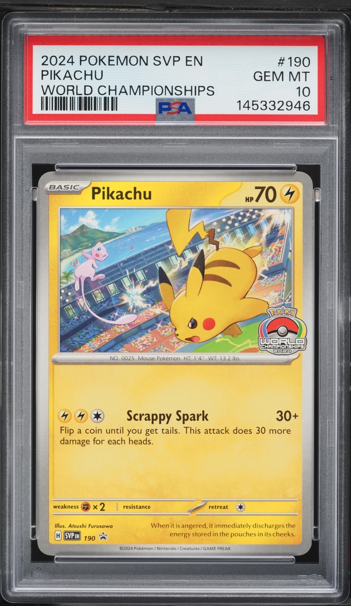2024 Pokemon Scarlet & Violet Promo World Championships Pikachu #190 PSA 10 GEM MINT