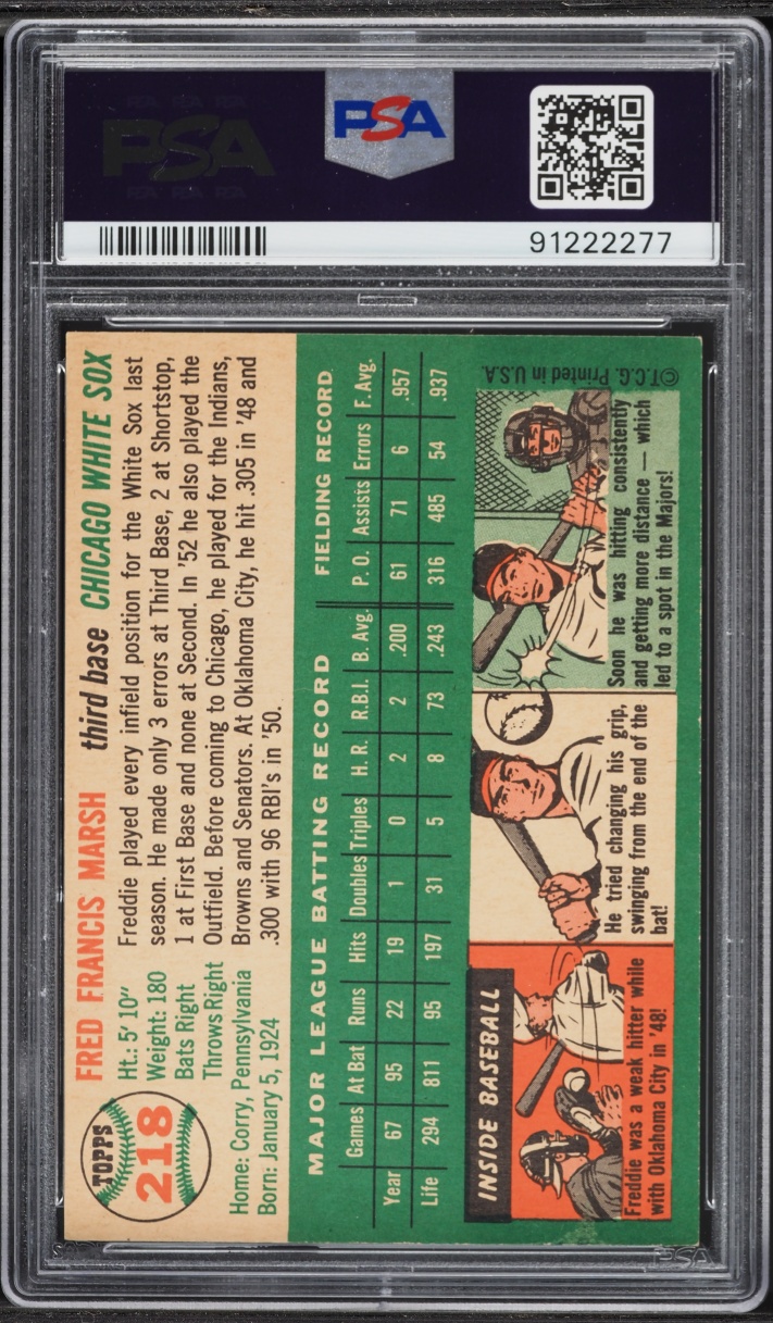 1954 Topps Fred Marsh #218 PSA 8 NM-MT