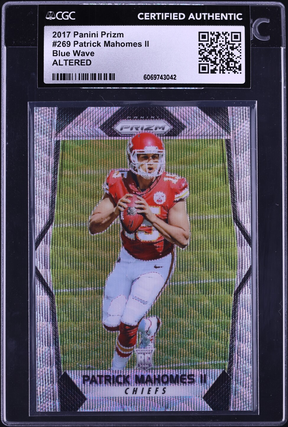 2017 Panini Prizm Blue Wave Patrick Mahomes II ROOKIE /149 #269 CGC ALTERED AUTH