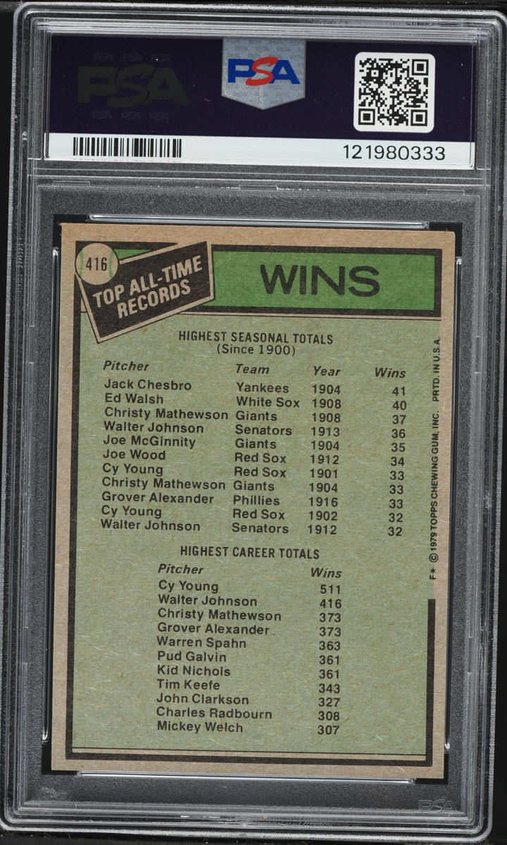 1979 Topps All-Time Win Leaders Jack Chesbro & Cy Young #416 PSA 6 EXMT