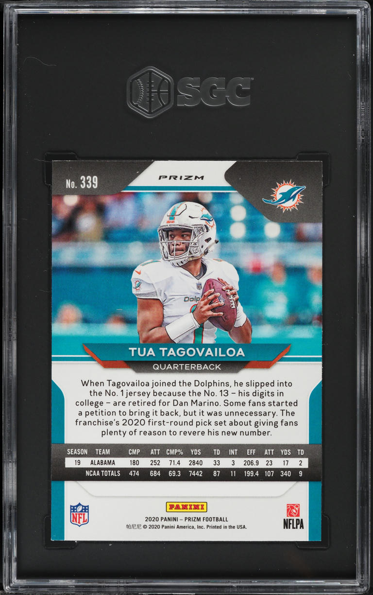2020 Panini Prizm Lazer Tua Tagovailoa ROOKIE #339 SGC 9.5 MINT+