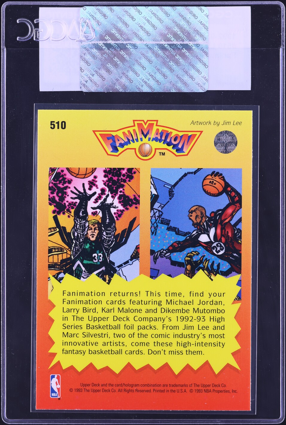 1992 Upper Deck Fanimation Larry Bird Michael Jordan #510 CGC AUTH