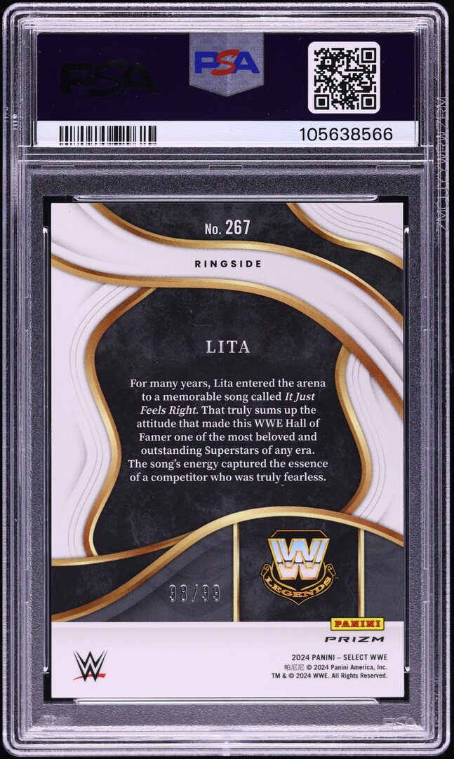 2024 Select WWE Ringside Red Wave Prizm Lita /99 #267 PSA 10 GEM MINT