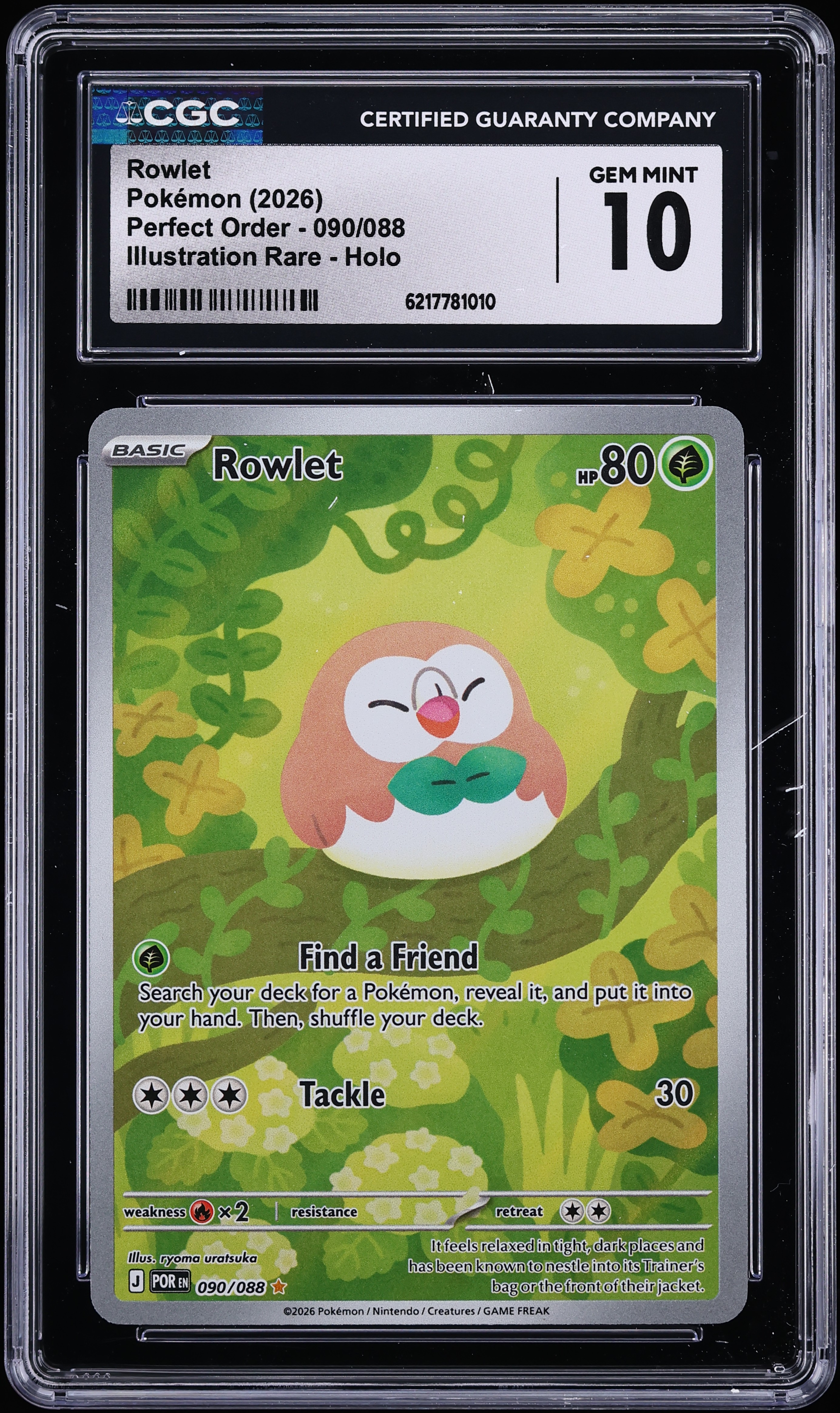 2026 Pokemon Mega Evolution Perfect Order IR Rowlet #90 CGC 10 GEM MINT