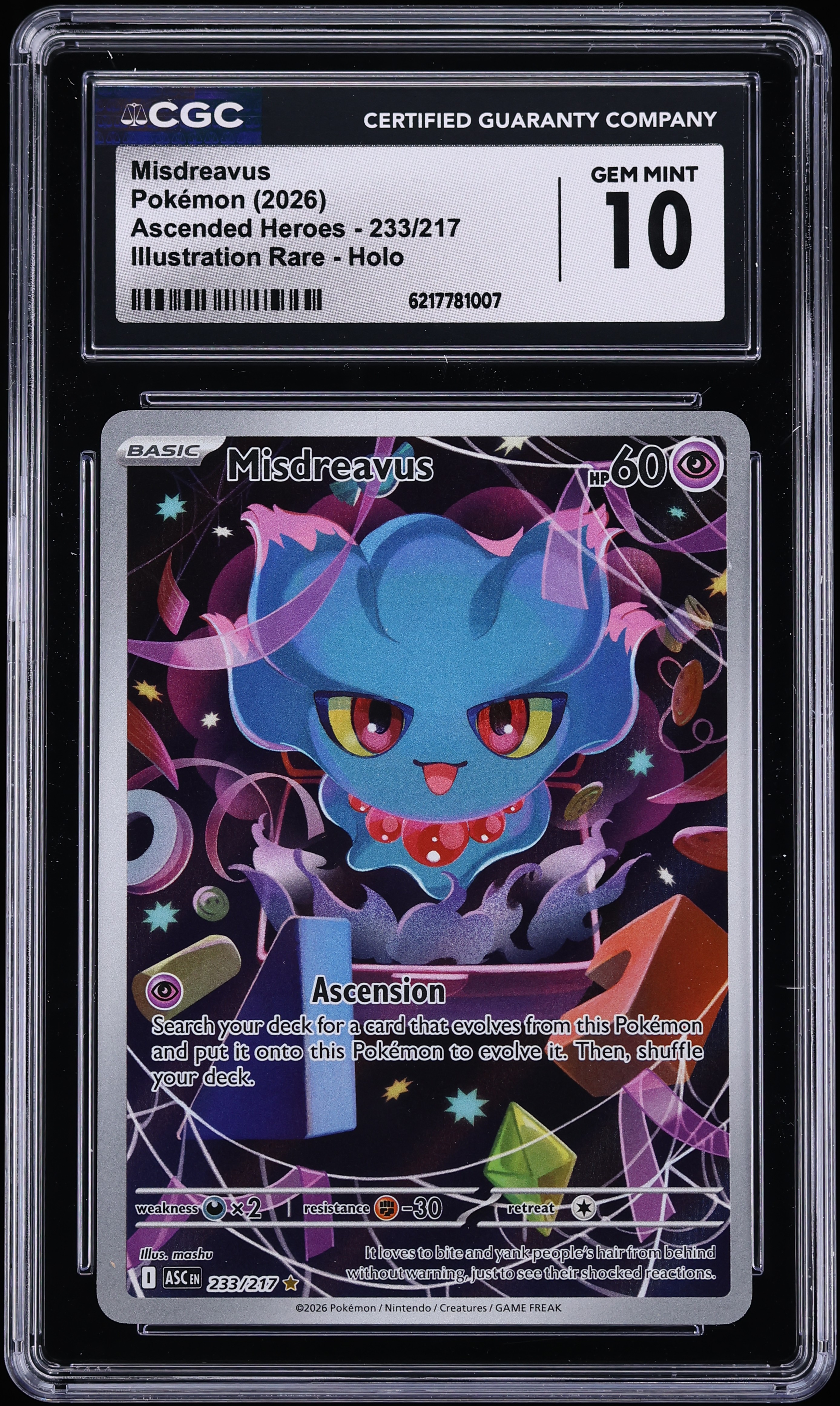 2026 Pokemon Mega Evolution Ascended Heroes IR Misdreavus #233 CGC 10 GEM MINT