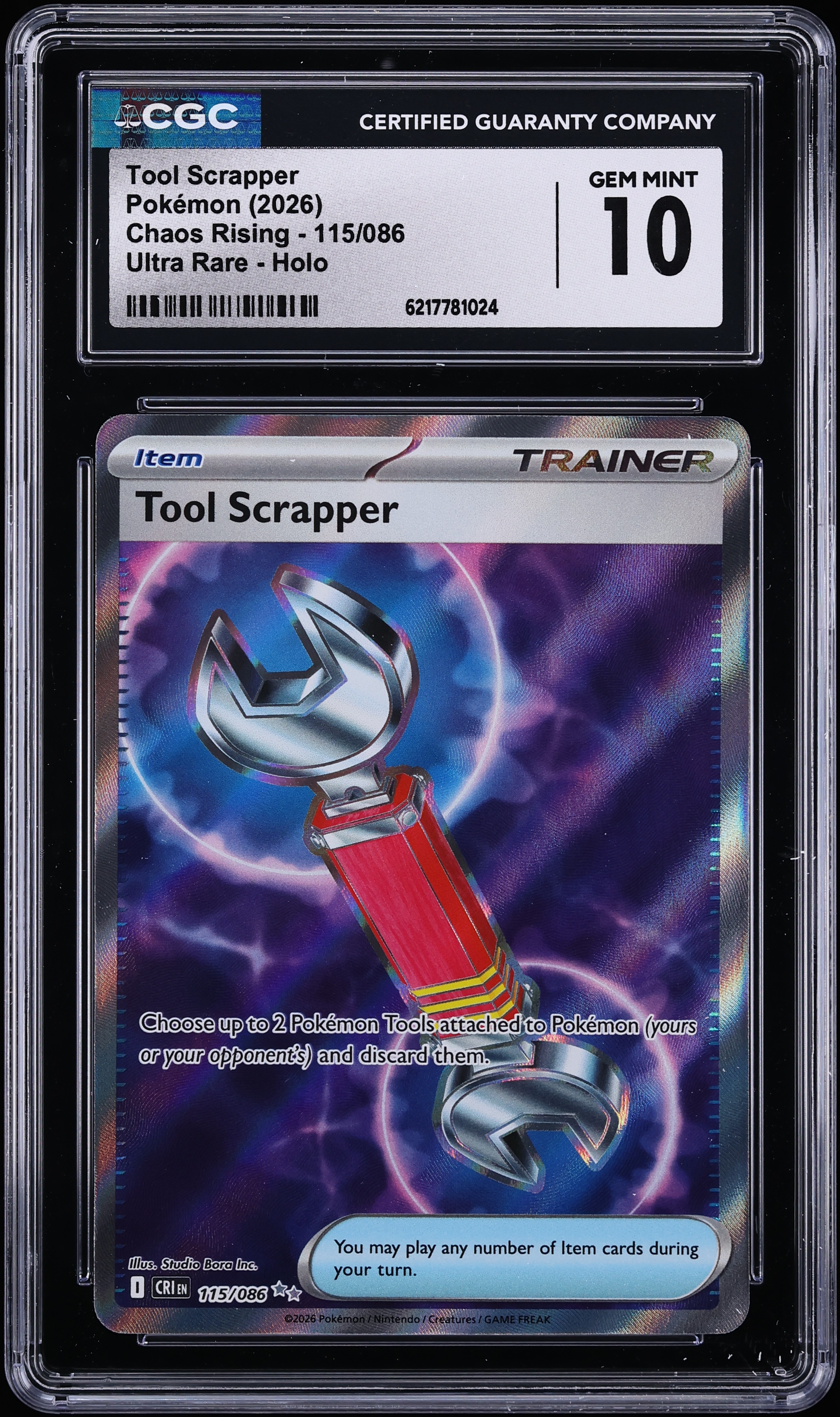 2026 Pokemon Mega Evolution Chaos Rising Full Art Tool Scrapper #115 CGC 10 GEM MINT