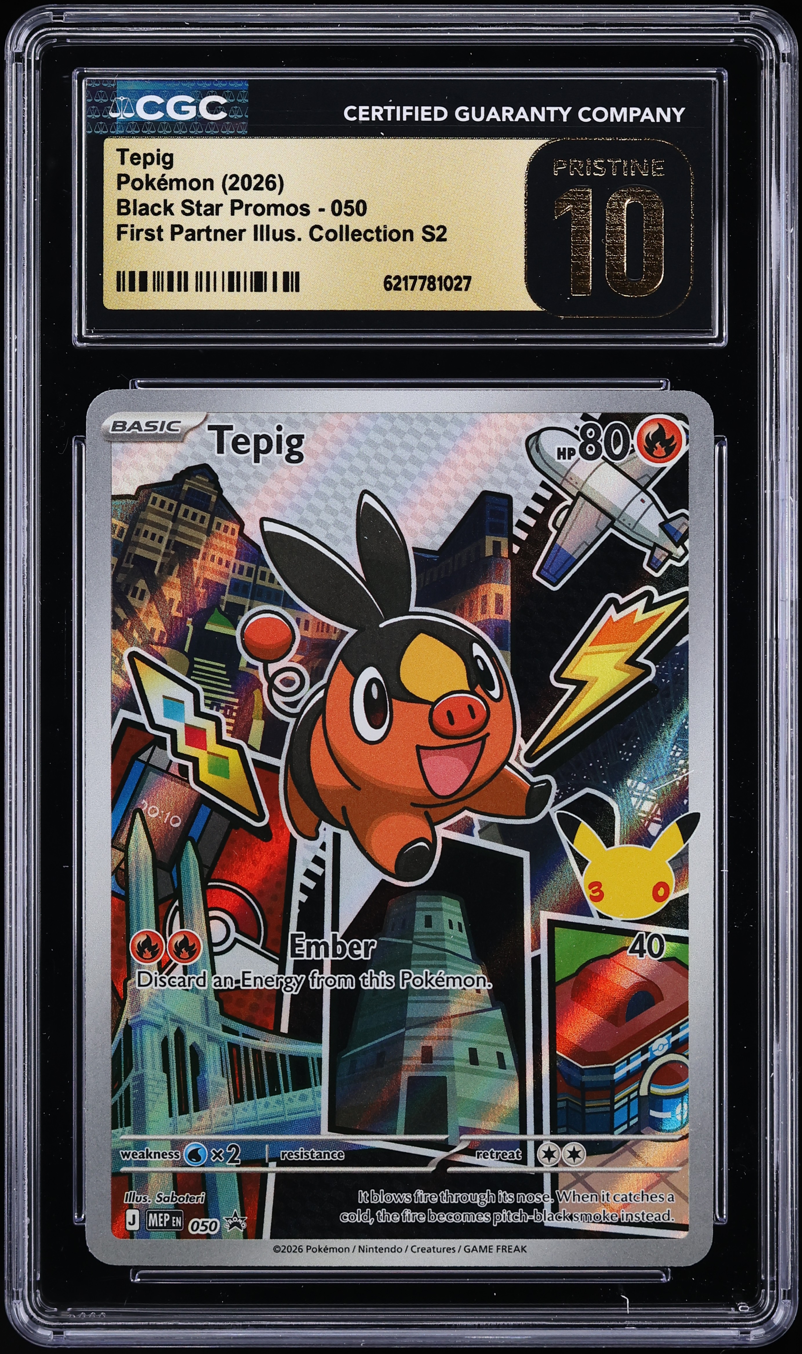 2026 Pokemon Mega Evolution Promo First Partner Illustration Coll. S2 Full Art Tepig #50 CGC 10