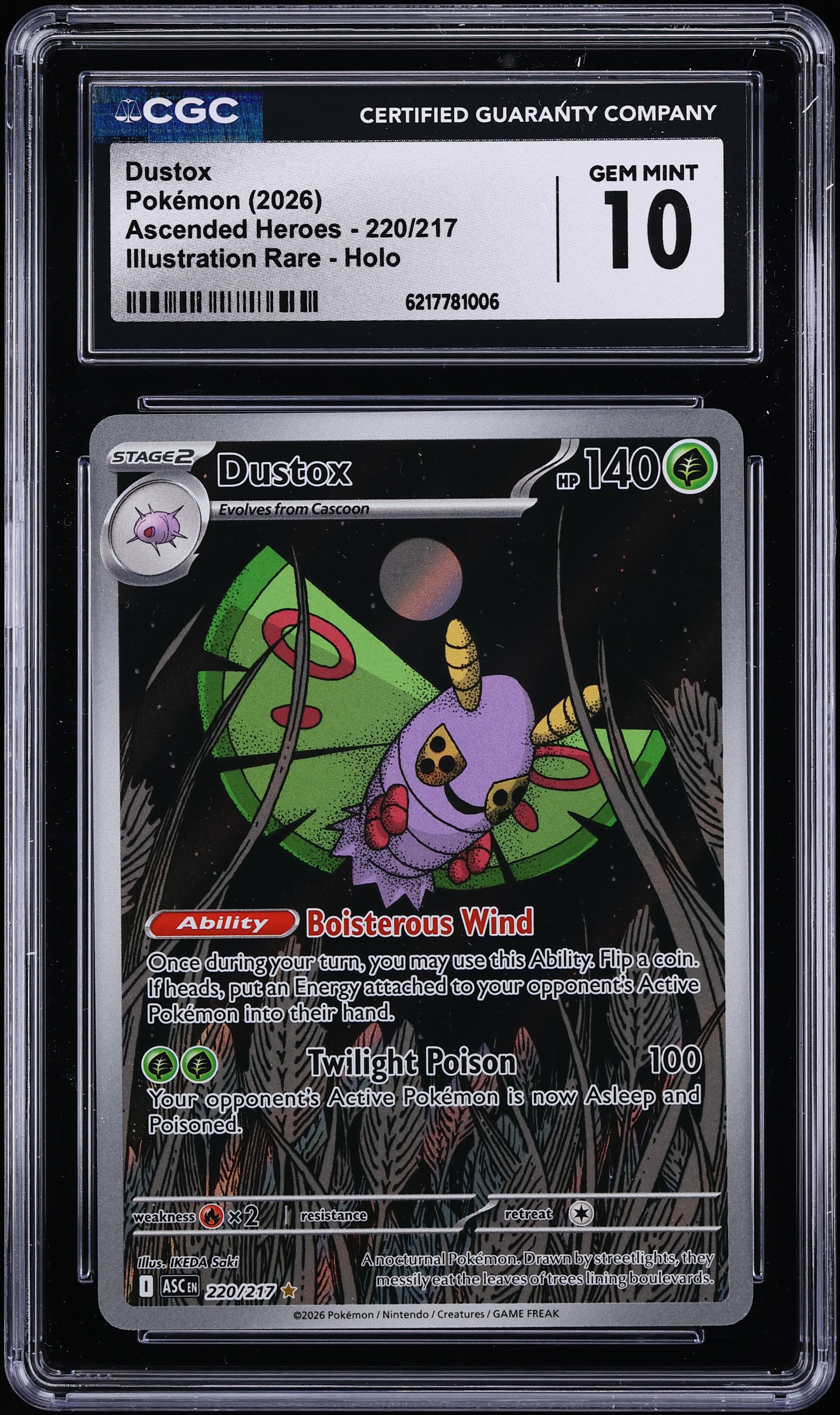2026 Pokemon Mega Evolution Ascended Heroes IR Dustox #220 CGC 10 GEM MINT