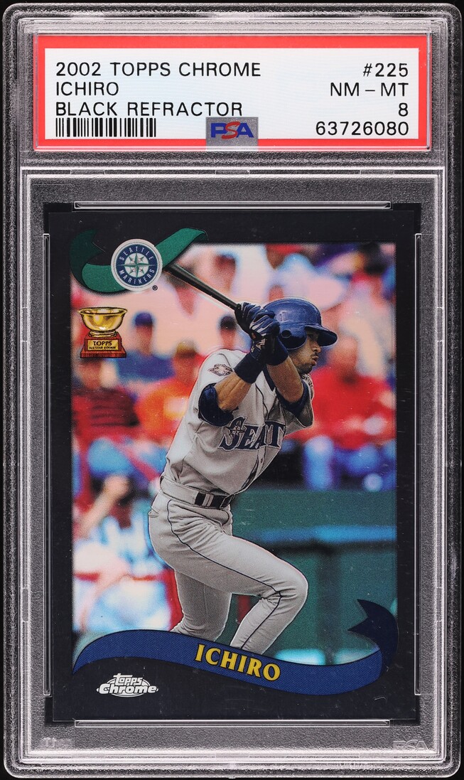 2002 Topps Chrome Black Refractor Ichiro /50 #225 PSA 8 NM