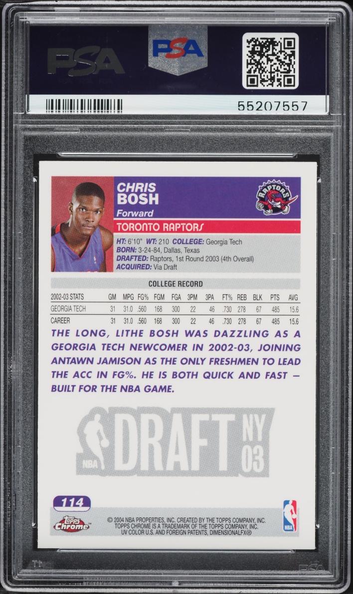2003 Topps Chrome Chris Bosh ROOKIE #114 PSA 10 GEM MINT