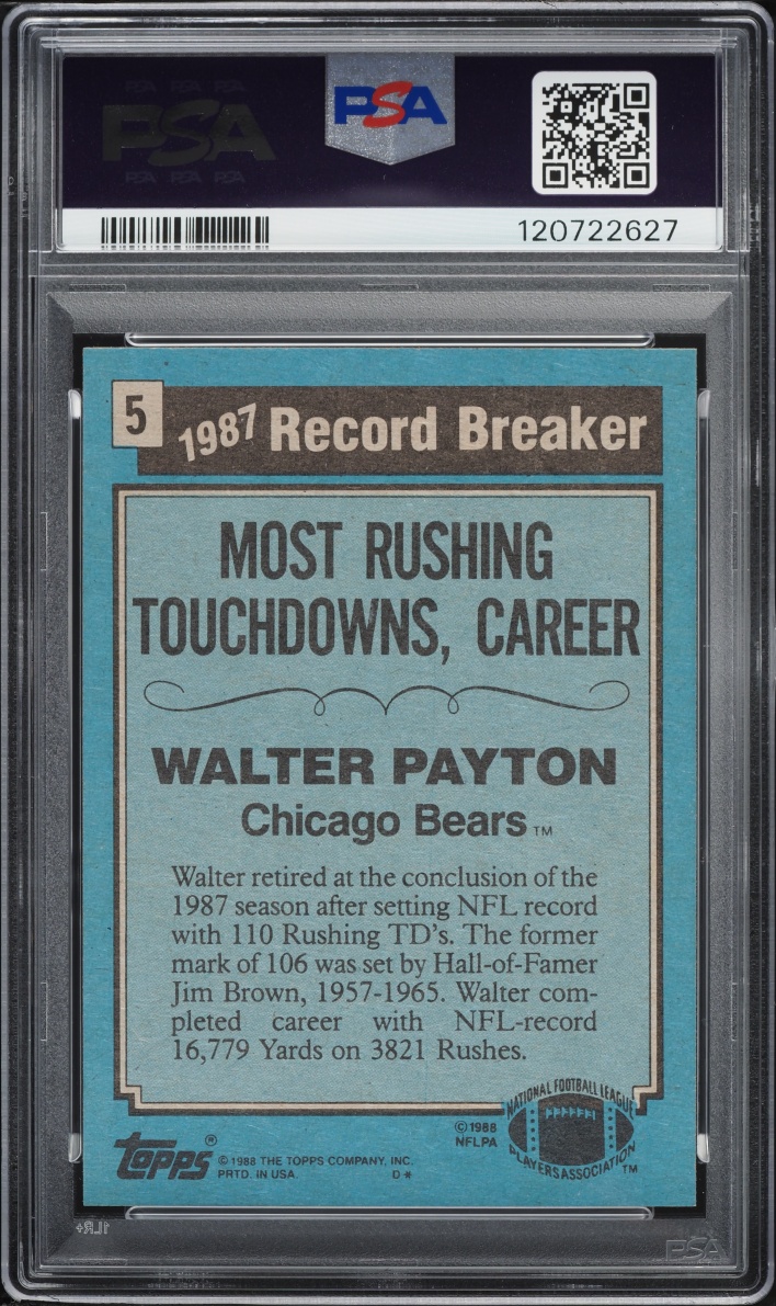 1988 Topps Football Walter Payton #5 PSA 8 NM-MT
