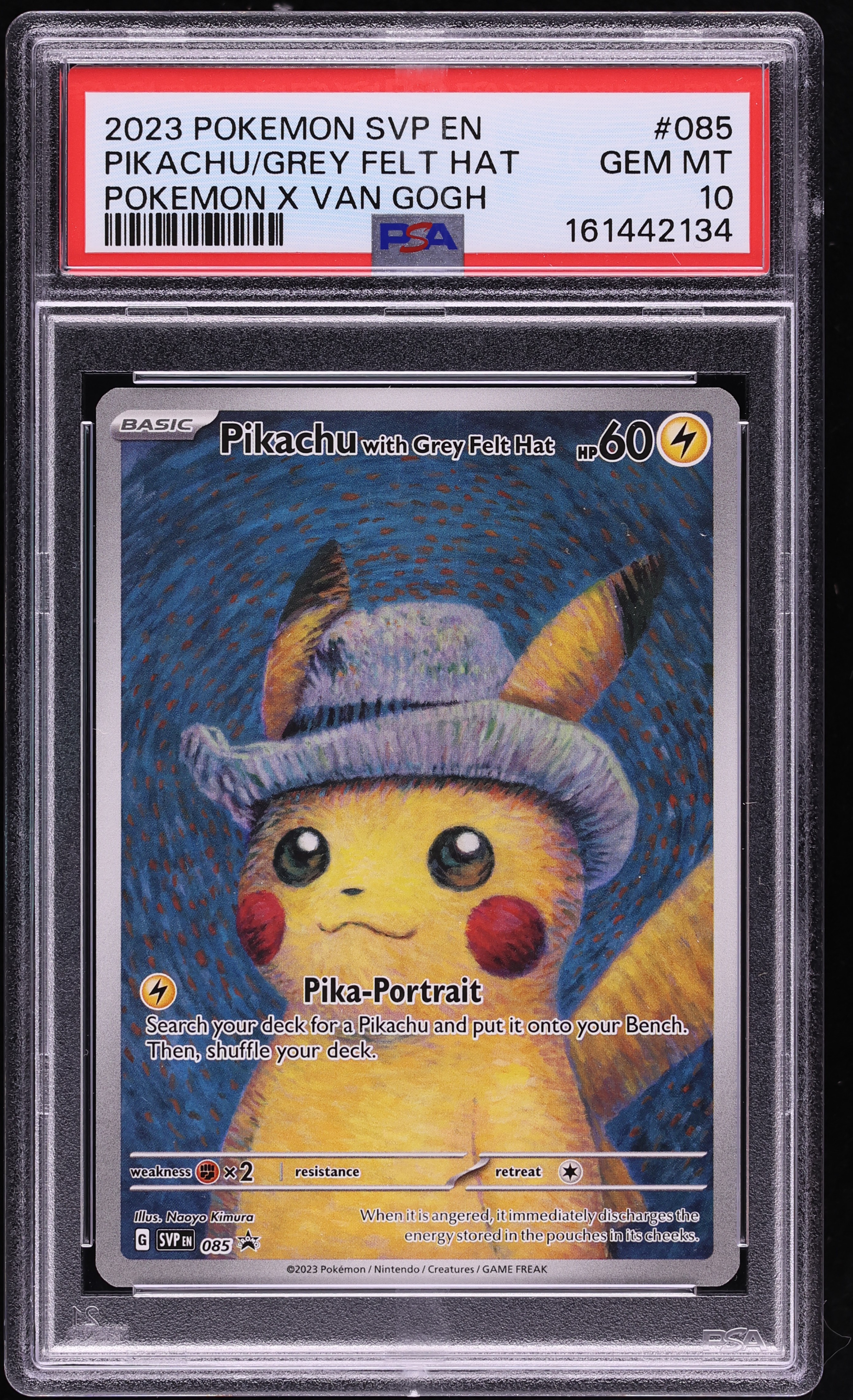 2023 Pokemon Scarlet & Violet Promo Van Gogh Full Art Pikachu With Grey Felt Hat #85 PSA 10 GEM
