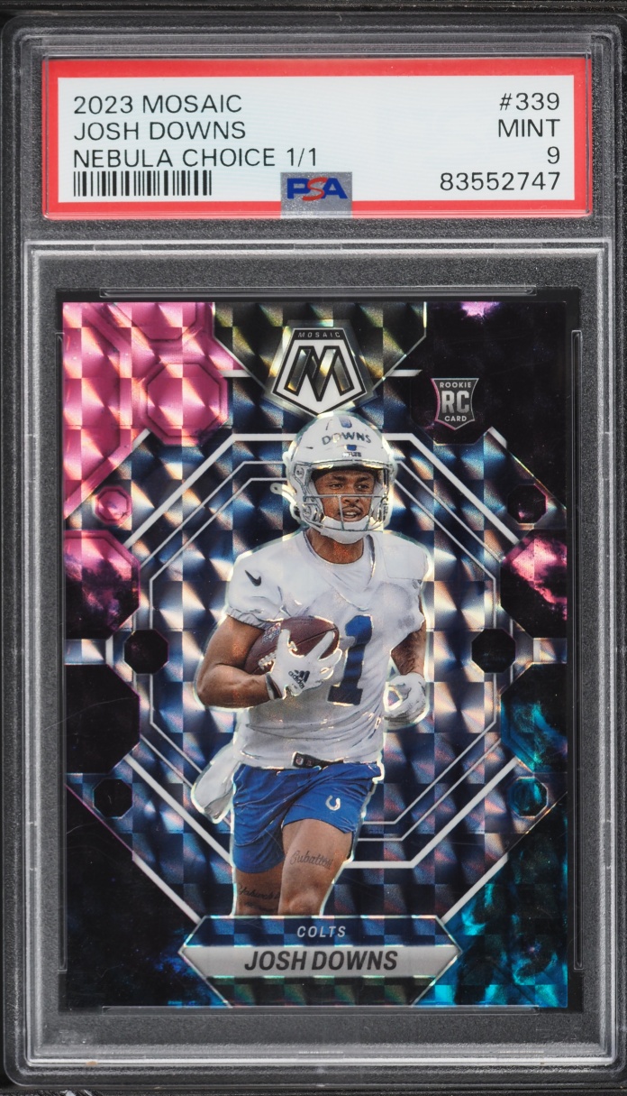 2023 Panini Mosaic Nebula Choice Josh Downs ROOKIE 1/1 #339 PSA 9 MINT - Photo 1