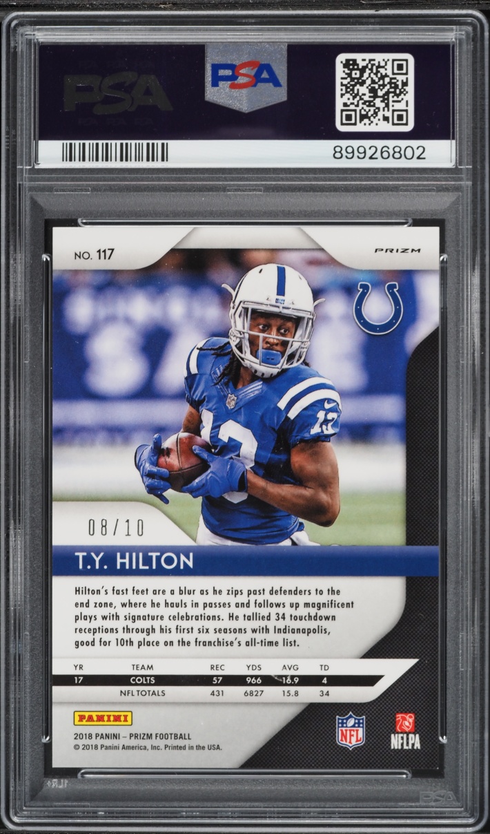 2018 Panini Prizm Gold T.Y. Hilton /10 #117 PSA 9 MINT - Photo 2