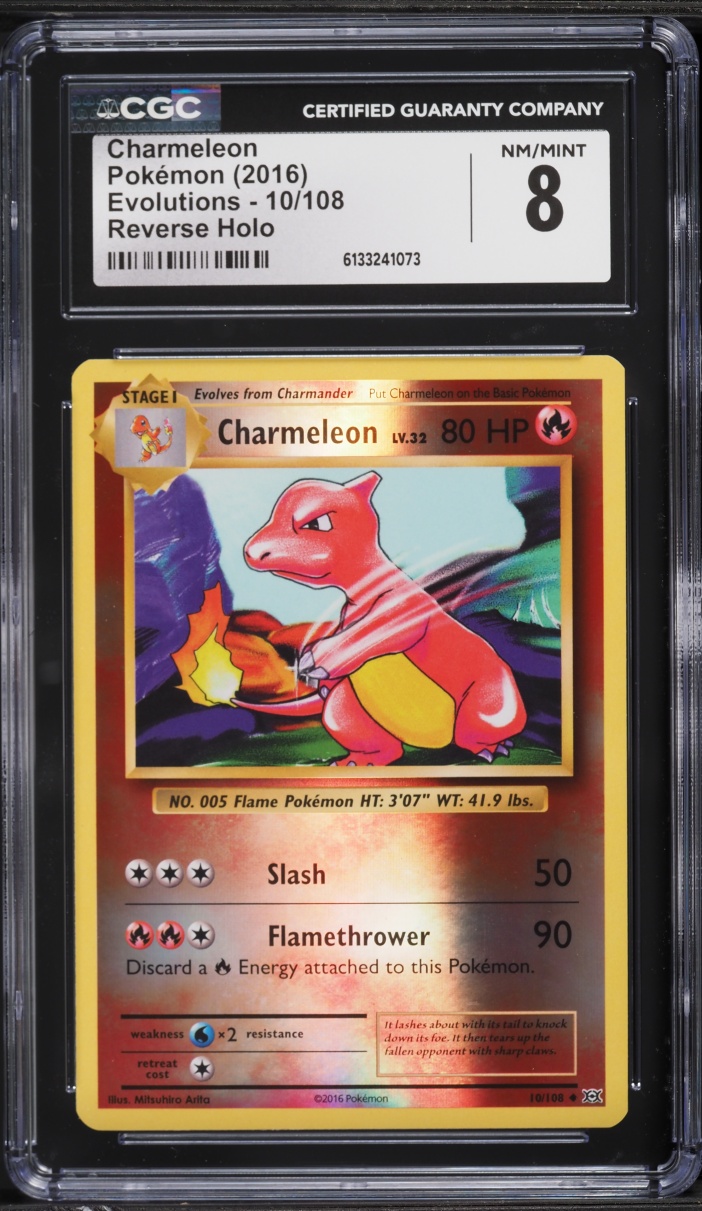 2016 Pokemon XY Evolutions Reverse Holo Charmeleon #10 CGC 8 NM-MT