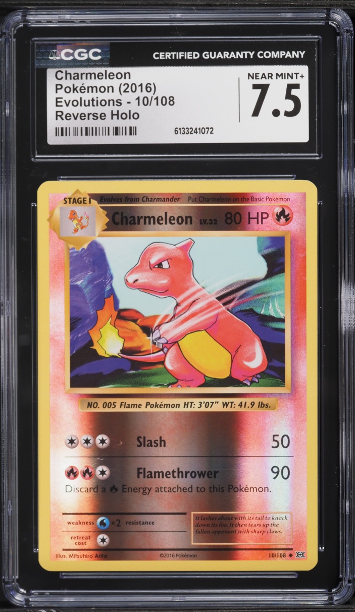 2016 Pokemon XY Evolutions Reverse Holo Charmeleon #10 CGC 7.5 NRMT+