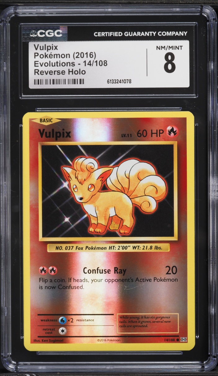 2016 Pokemon XY Evolutions Reverse Holo Vulpix #14 CGC 8 NM-MT