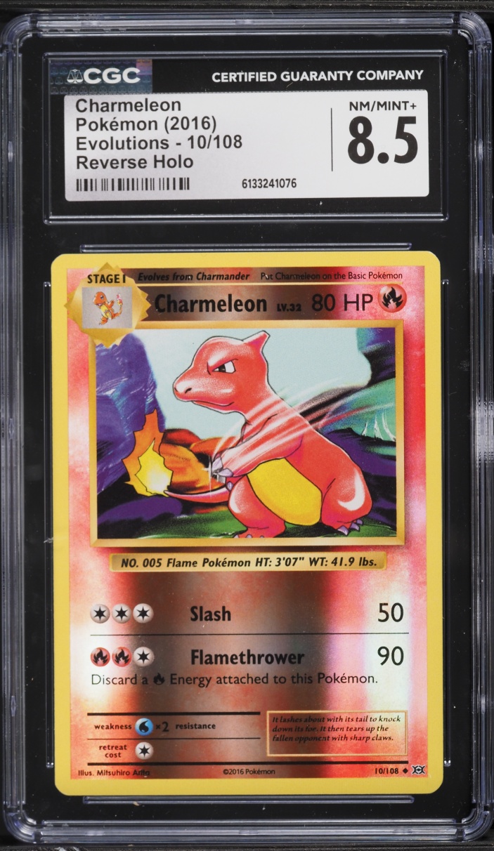 2016 Pokemon XY Evolutions Reverse Holo Charmeleon #10 CGC 8.5 NM-MT+