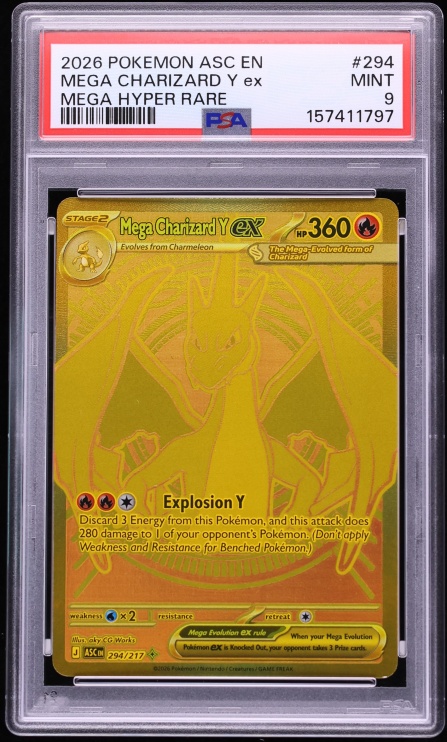 2026 Pokemon Mega Evolution Ascended Heroes MHR Mega Charizard Y Ex #294 PSA 9 MINT