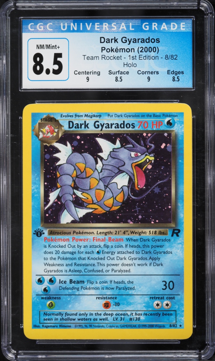 2000 Pokemon Team Rocket 1st Edition Holo Dark Gyarados #8 CGC 8.5 NM-MT+