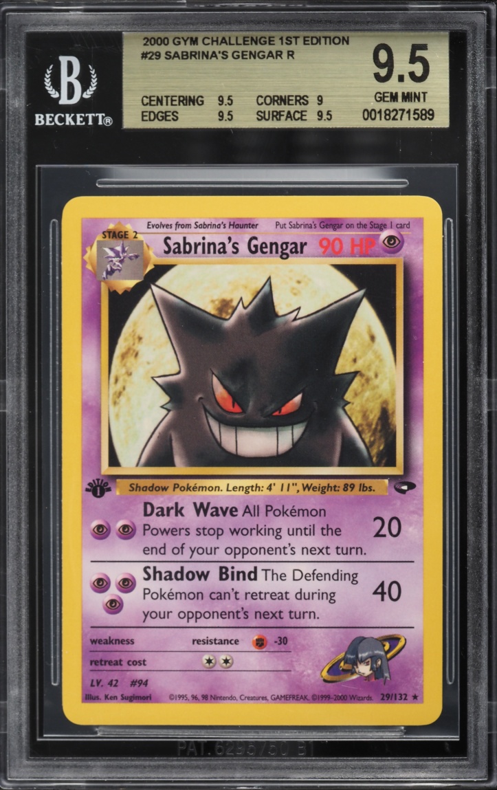 2000 Pokemon Gym Challenge 1st Edition Sabrina's Gengar #29 BGS 9.5 GEM MINT