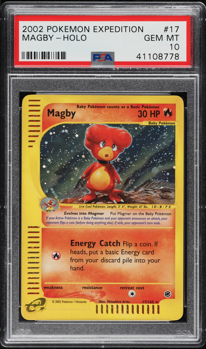 2002 Pokemon Expedition Holo Magby #17 PSA 10 GEM MINT