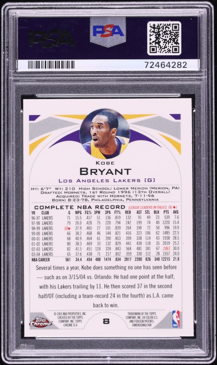 2004 Topps Chrome Kobe Bryant #8 PSA 9 MINT