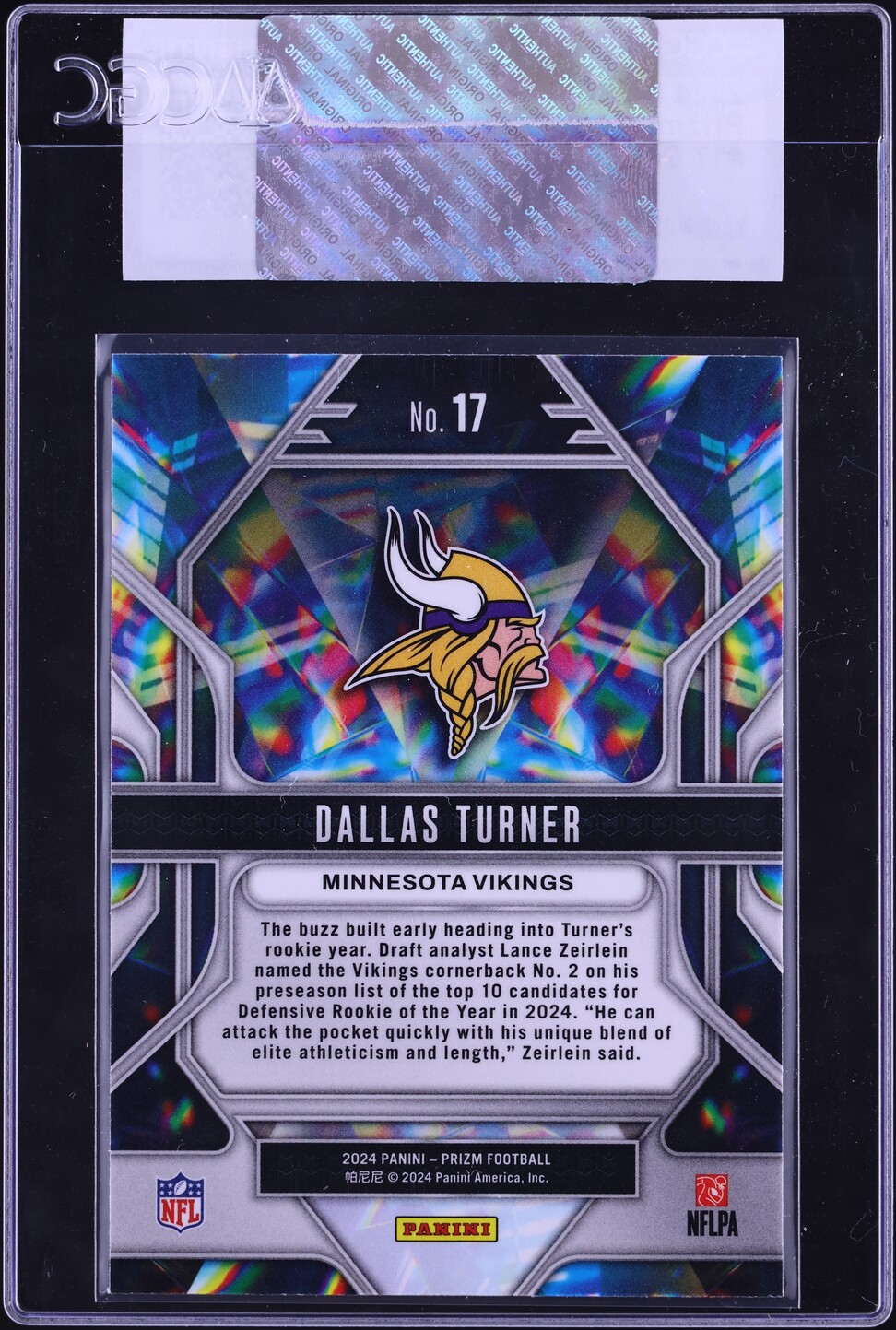 2024 Panini Prizm Prizmatic Dallas Turner ROOKIE #17 CGC AUTH