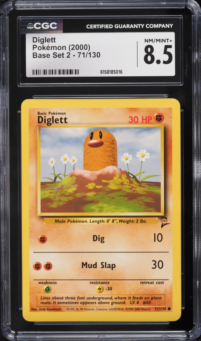 2000 Pokemon Base Set 2 Diglett #71 CGC 8.5 NM-MT+
