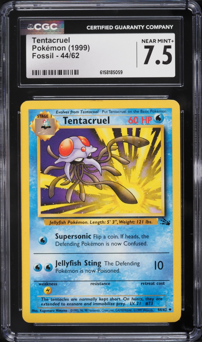1999 Pokemon Fossil Tentacruel #44 CGC 7.5 NRMT+