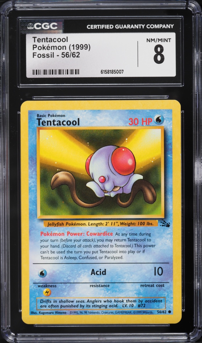 1999 Pokemon Fossil Tentacool #56 CGC 8 NM-MT