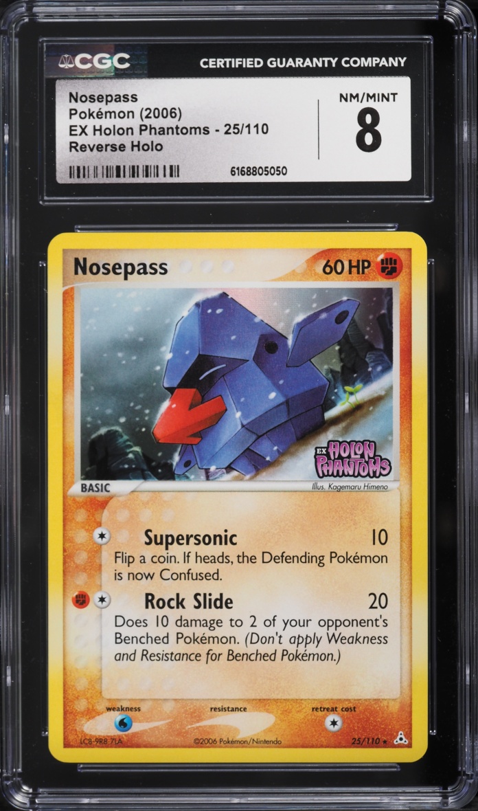 2006 Pokemon EX Holon Phantoms Reverse Holo Nosepass #25 CGC 8 NM-MT