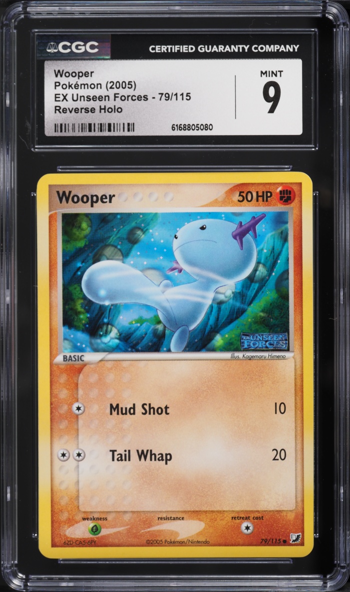 2005 Pokemon EX Unseen Forces Reverse Holo Wooper #79 CGC 9 MINT