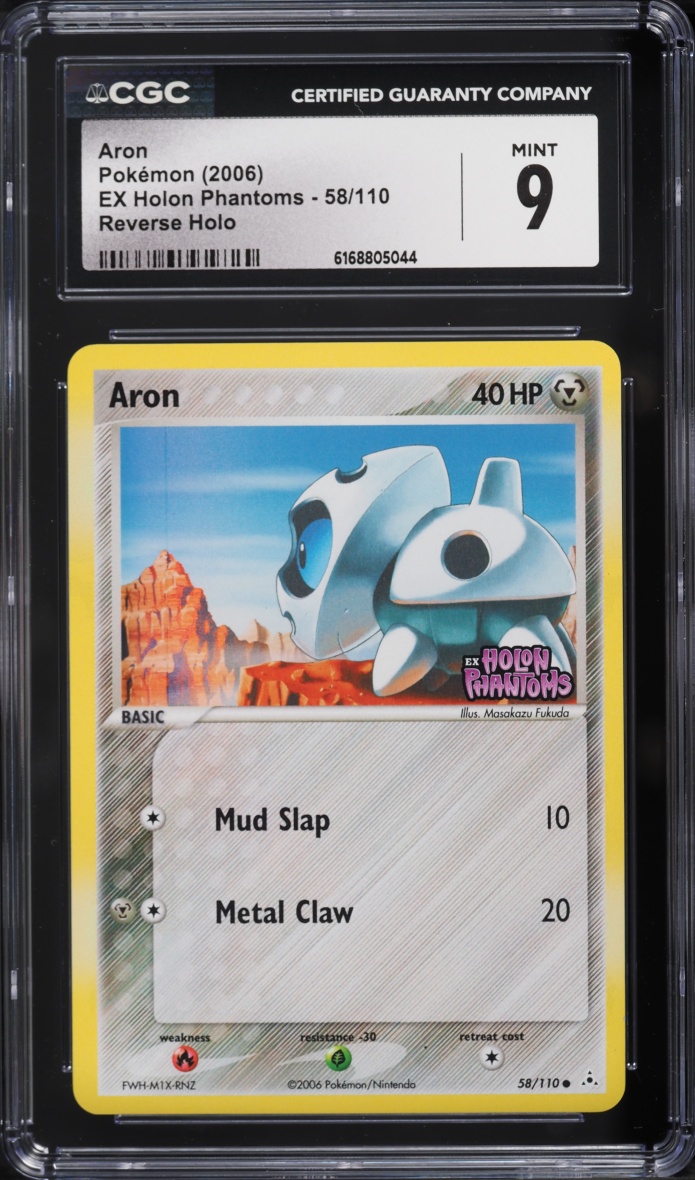 2006 Pokemon EX Holon Phantoms Reverse Holo Aron #58 CGC 9 MINT