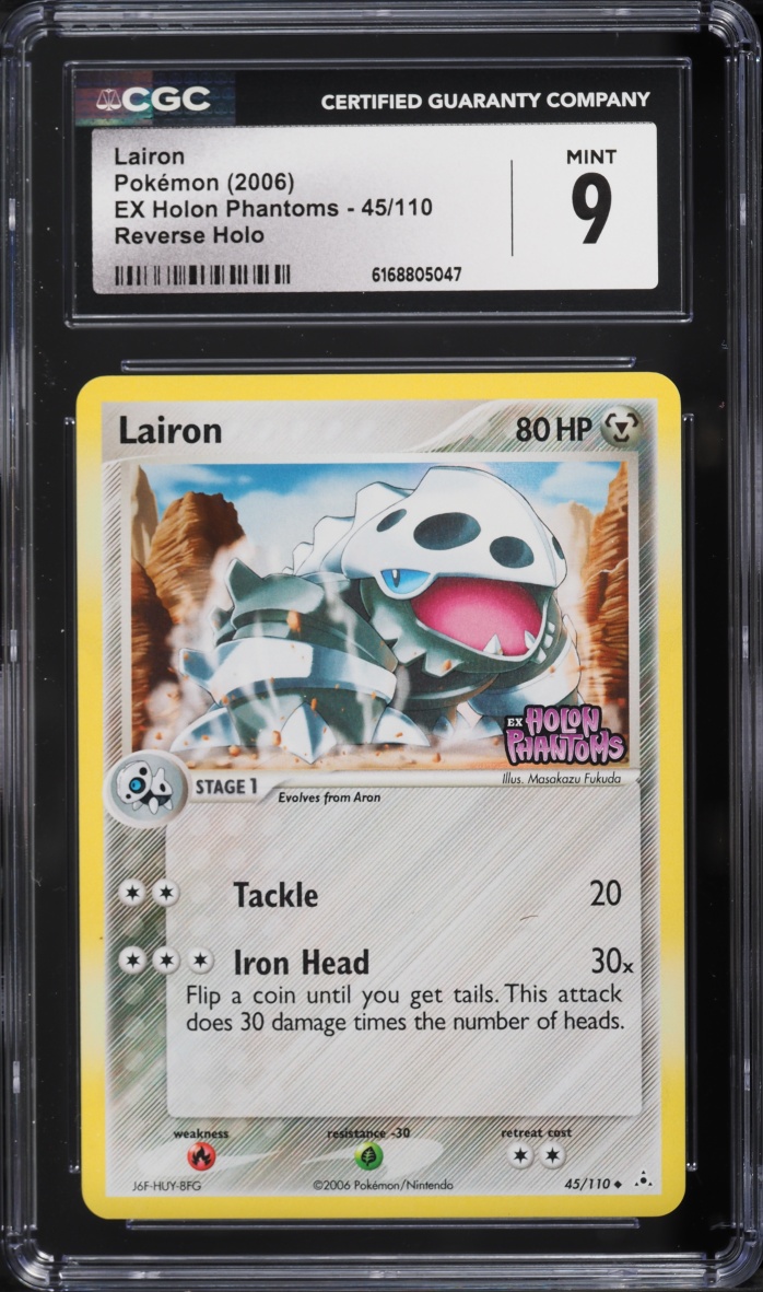 2006 Pokemon EX Holon Phantoms Reverse Holo Lairon #45 CGC 9 MINT