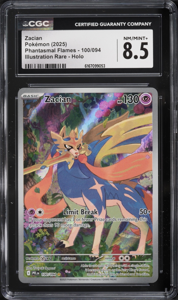 2025 Pokemon Mega Evolution Phantasmal Flames IR Zacian #100 CGC 8.5 NM-MT+