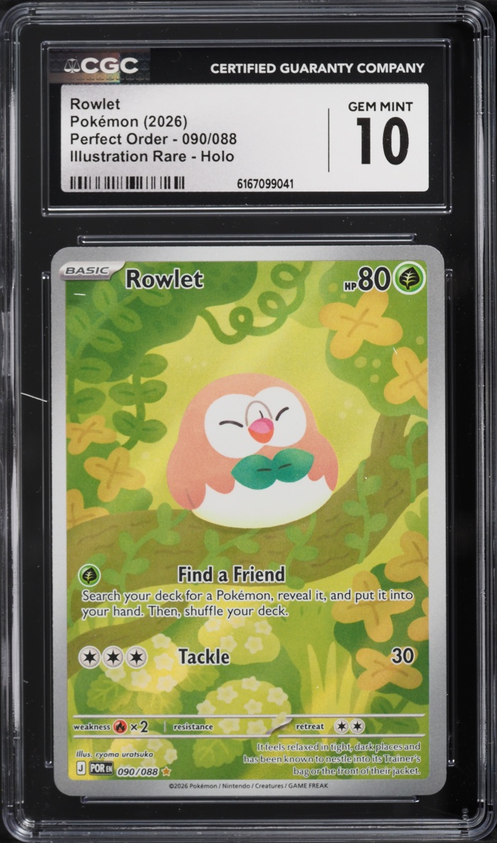 2026 Pokemon Mega Evolution Perfect Order IR Rowlet #90 CGC 10 GEM MINT