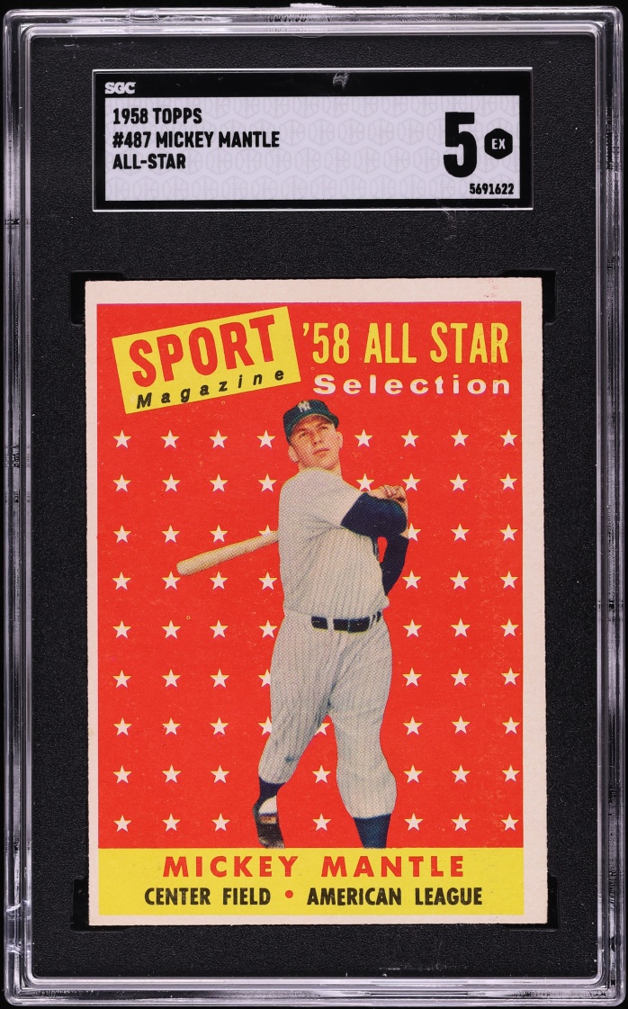 1958 Topps All Star Mickey Mantle #487 SGC 5 EX