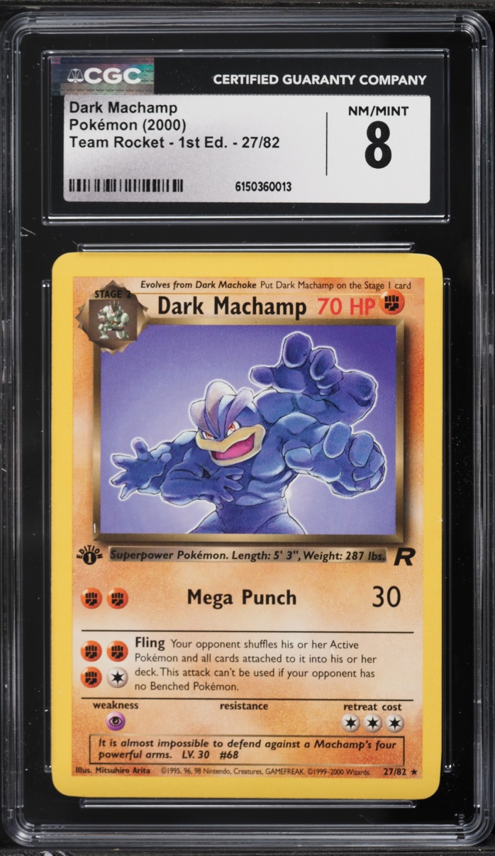 2000 Pokemon Team Rocket 1st Edition Dark Machamp #27 CGC 8 NM-MT