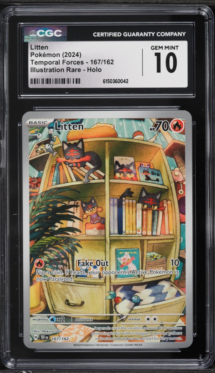 2024 Pokemon Scarlet & Violet Temporal Forces IR Litten #167 CGC 10 GEM MINT