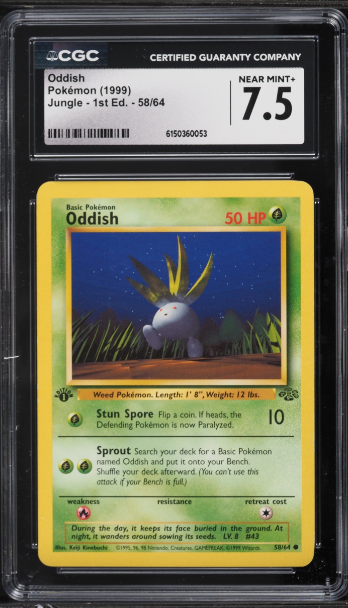 1999 Pokemon Jungle 1st Edition Oddish #58 CGC 7.5 NRMT+