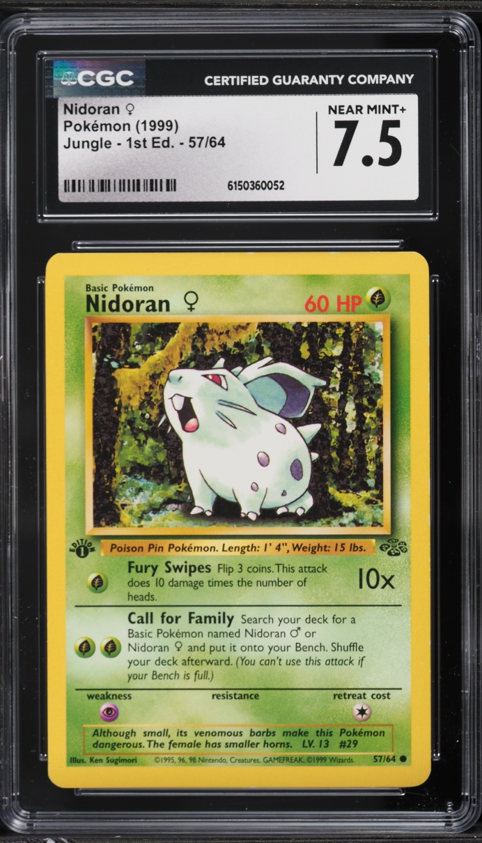 1999 Pokemon Jungle 1st Edition Nidoran #57 CGC 7.5 NRMT+