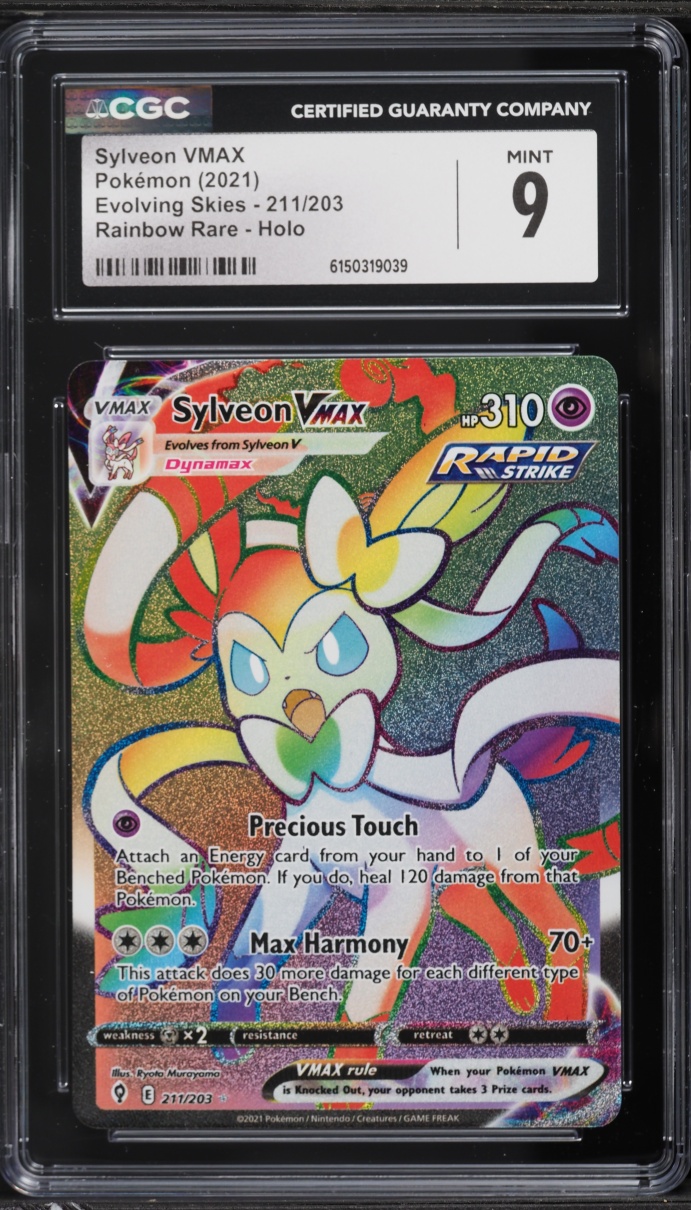 2021 Pokemon Sword & Shield Evolving Skies Rainbow Rare Sylveon VMAX #211 CGC 9 MINT