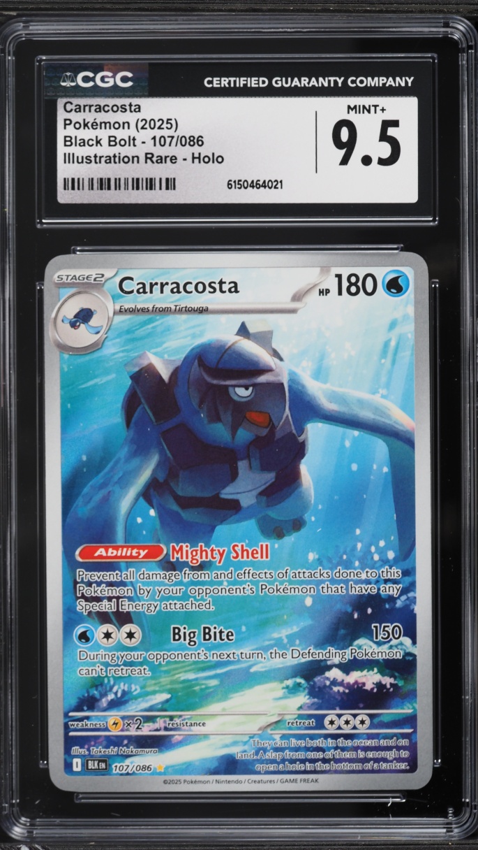 2025 Pokemon Scarlet & Violet Black Bolt IR Carracosta #107 CGC 9.5 MINT+