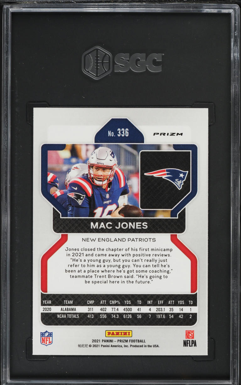 2021 Panini Prizm Silver Mac Jones ROOKIE #336 SGC 9 MINT