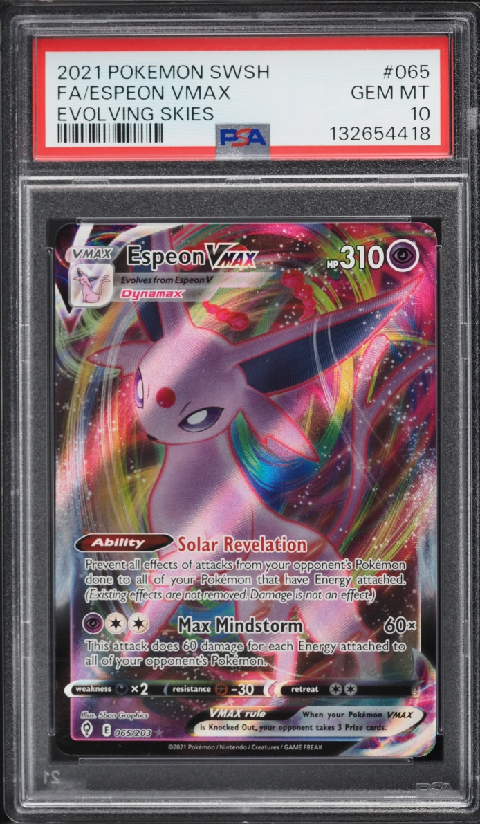 2021 Pokemon Sword & Shield Evolving Skies Full Art Espeon VMAX #65 PSA 10 GEM MINT