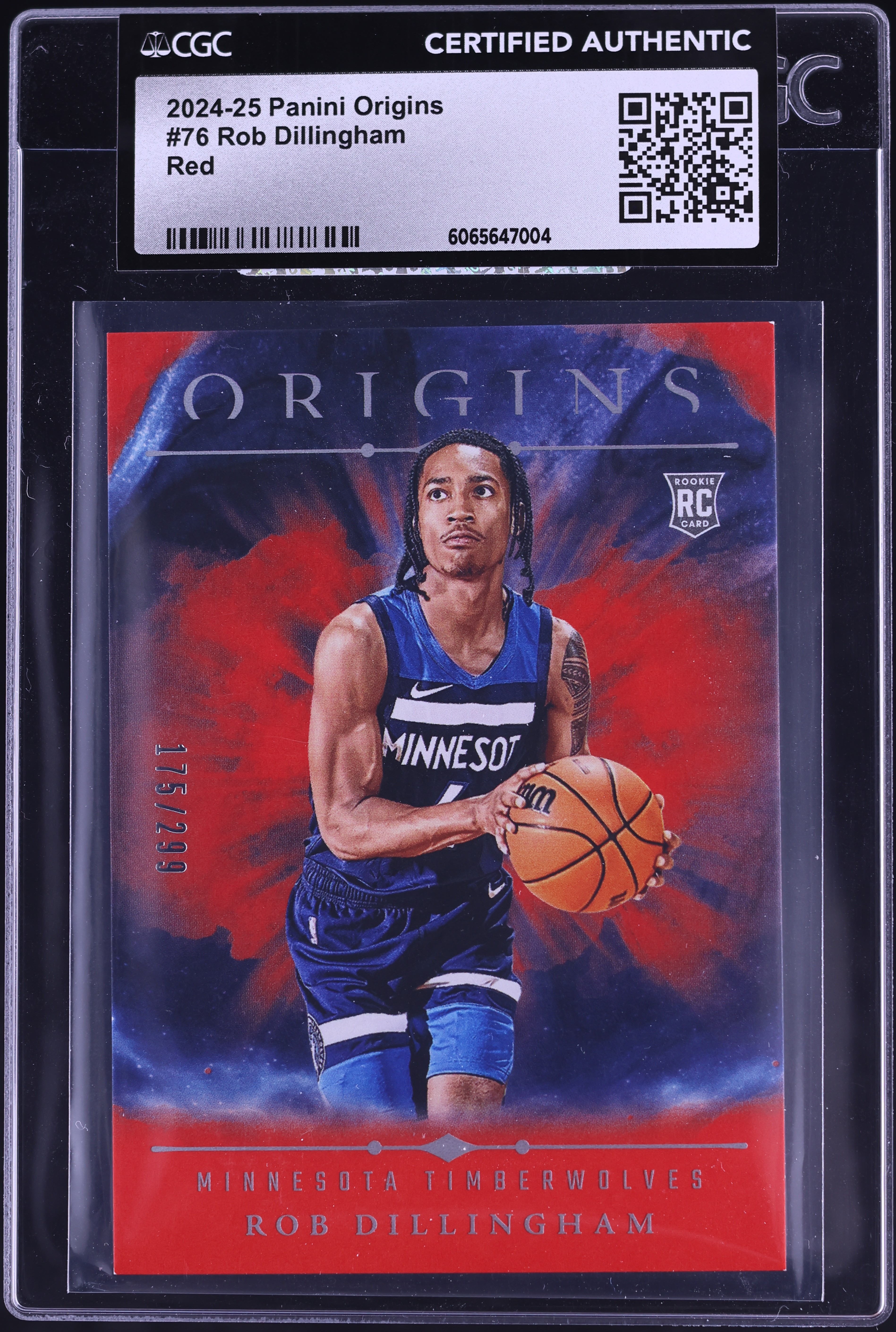 2024 Panini Origins Red Rob Dillingham ROOKIE /299 #76 CGC