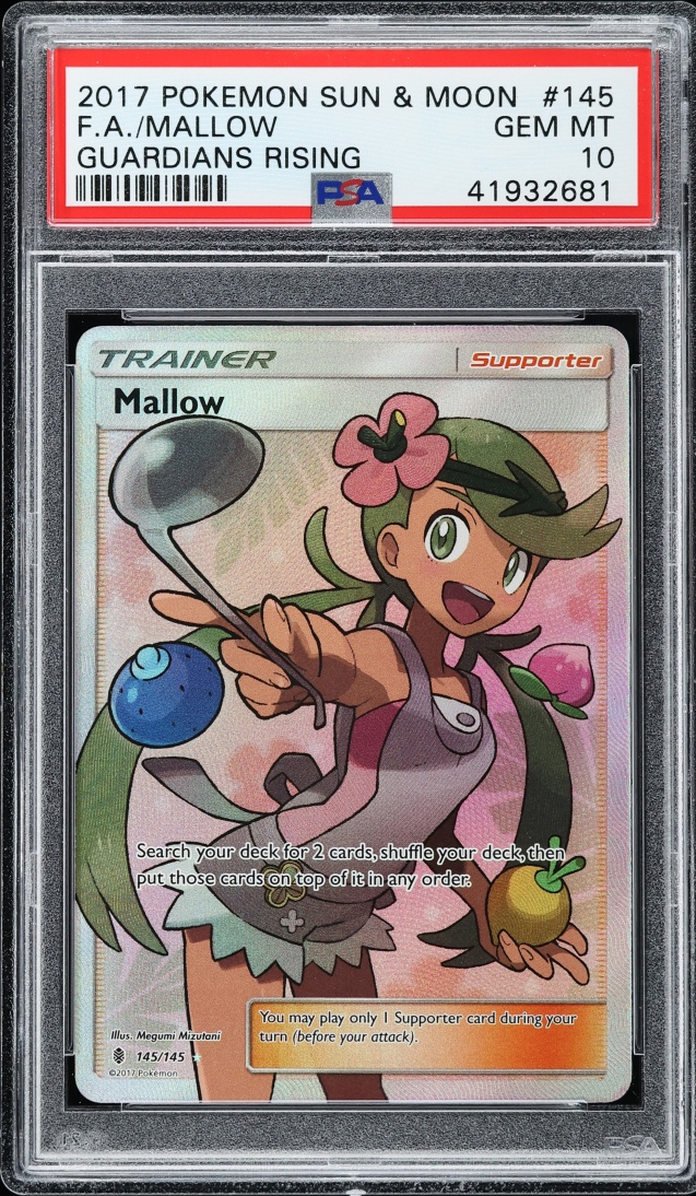 2017 Pokemon Sun & Moon Guardians Rising Full Art Mallow #145 PSA 10 GEM MINT